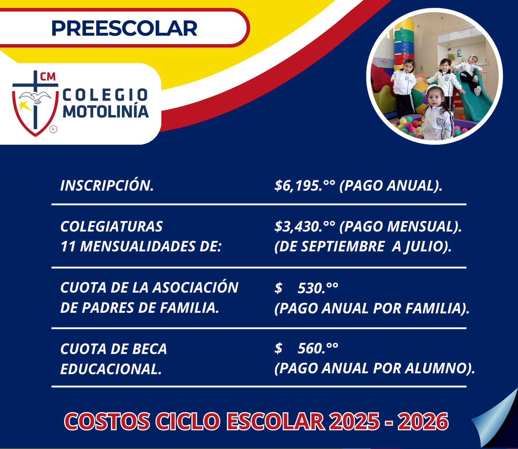 Costos Preescolar Ciclo 25-26